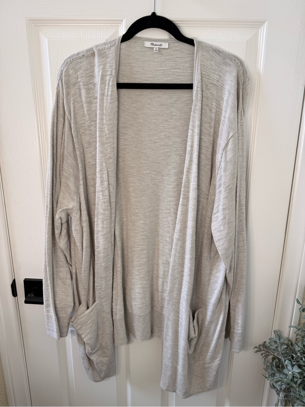 Madewell Light Gray Open-Front Pocket Cardigan